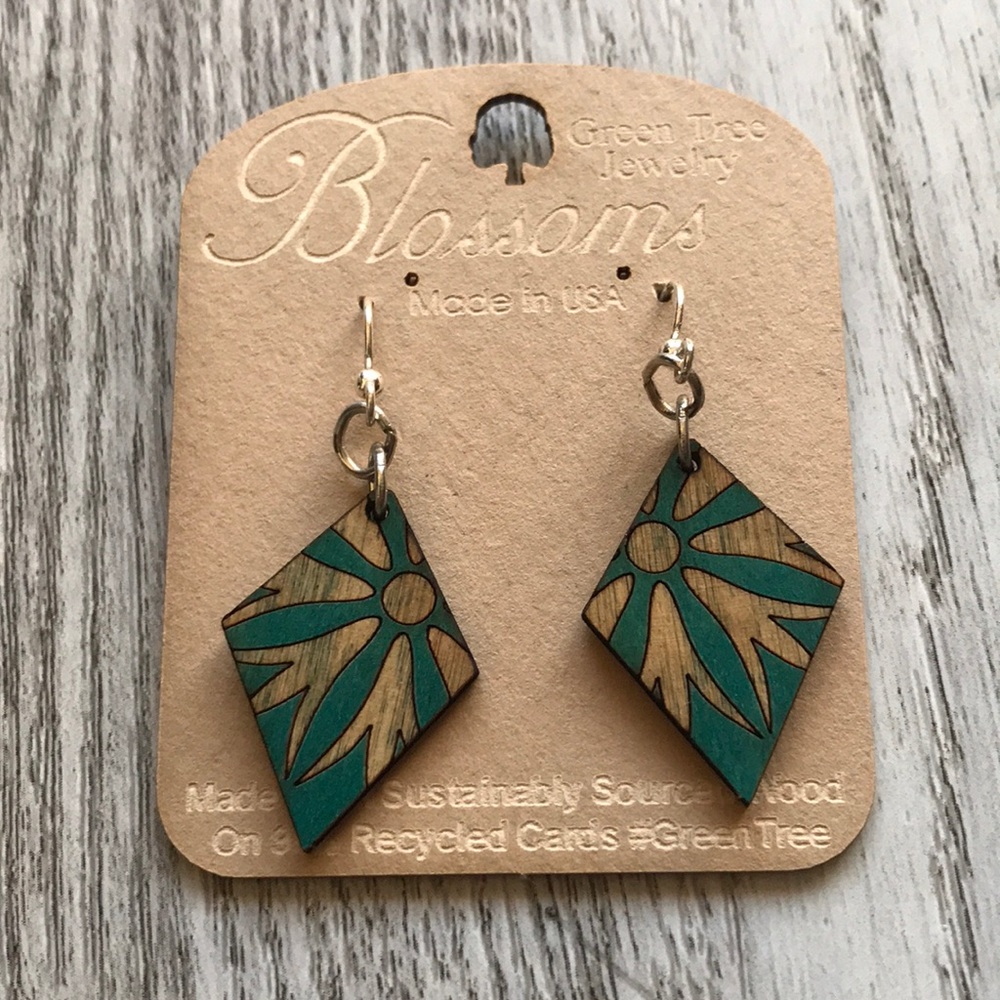 Green tree blossom earrings